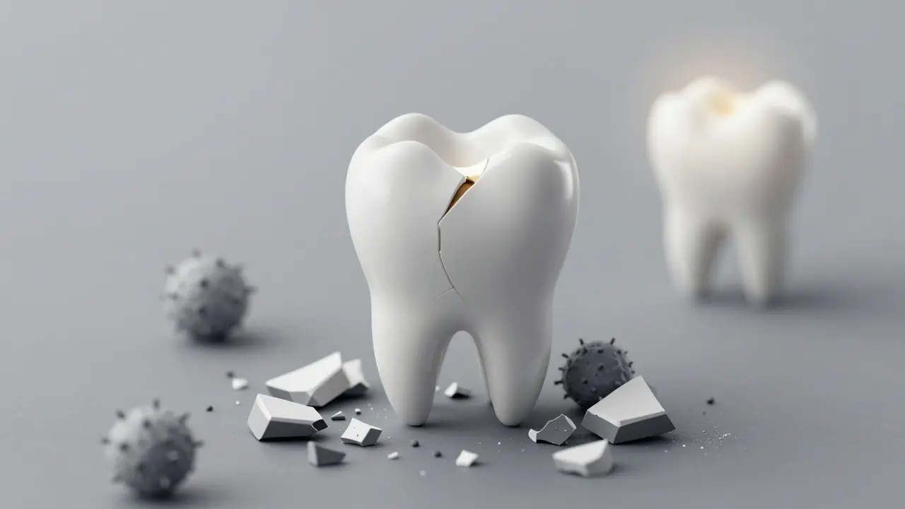 Temporary filling as a shield over a damaged tooth against bacteria.