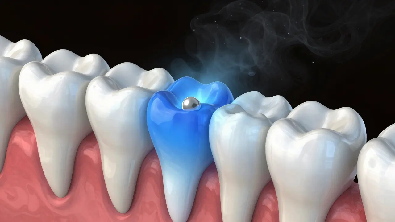 Zubní emal pod mikroskopem: fluorid vytváří silnější vrstvu fluorapatitu.