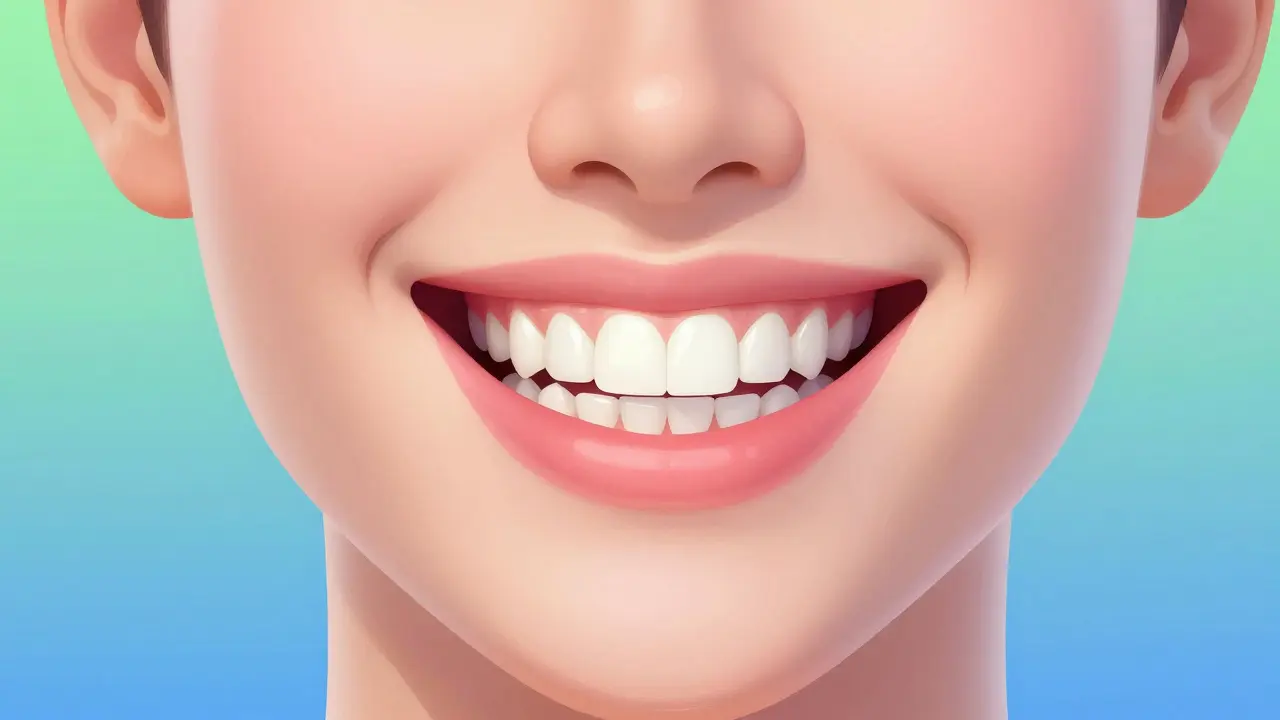 Úsměv zdravých zubů a dásní po úplném uzdravení