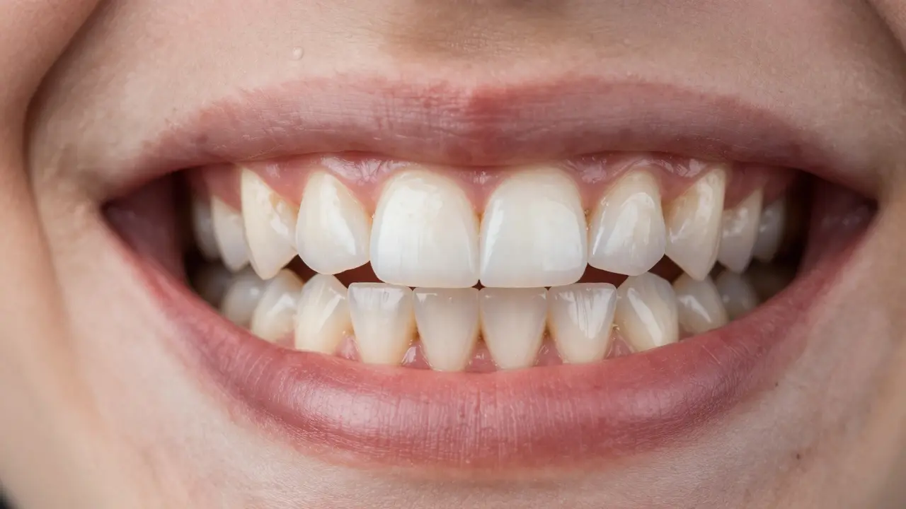 Srovnání před a po nalezení ztraceného zubu pomocí mostu a estetických fazet.