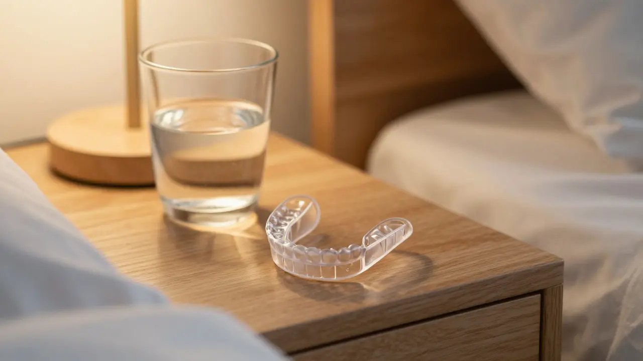 Transparentní ochranný šníč na nočník jako prevence skřípání zubů.