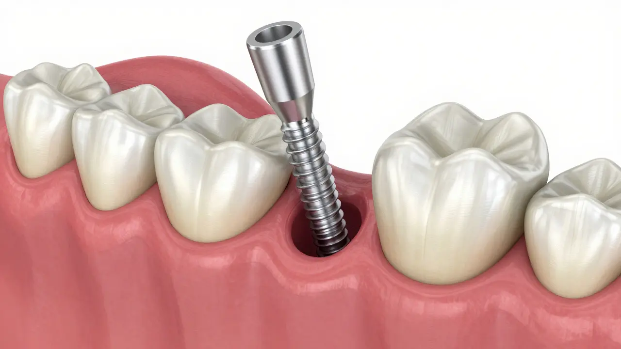 3D vizualizace okamžitého osazení titanového implantátu do kosti