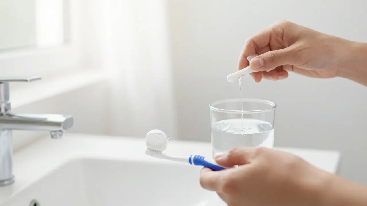 Hygiena dutiny ústní pro vegetariány s nití a kartáčkem