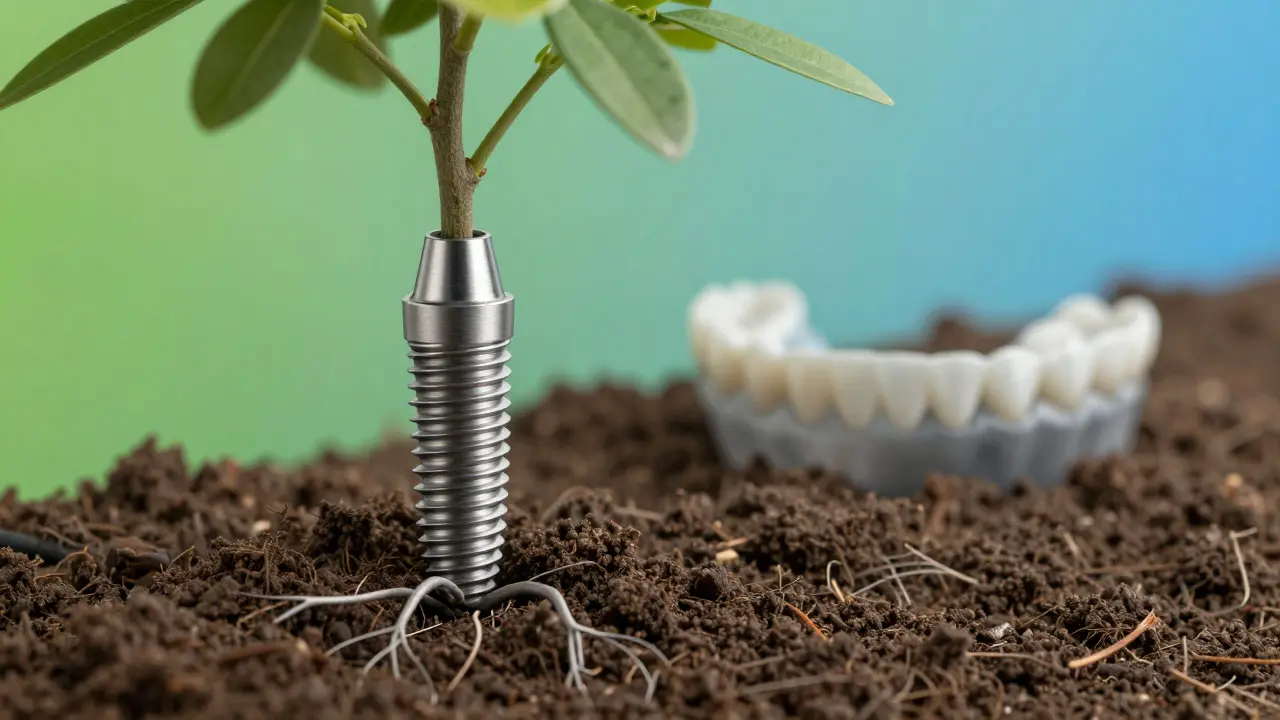 Symbolické zobrazení implantátu versus dočasné řešení