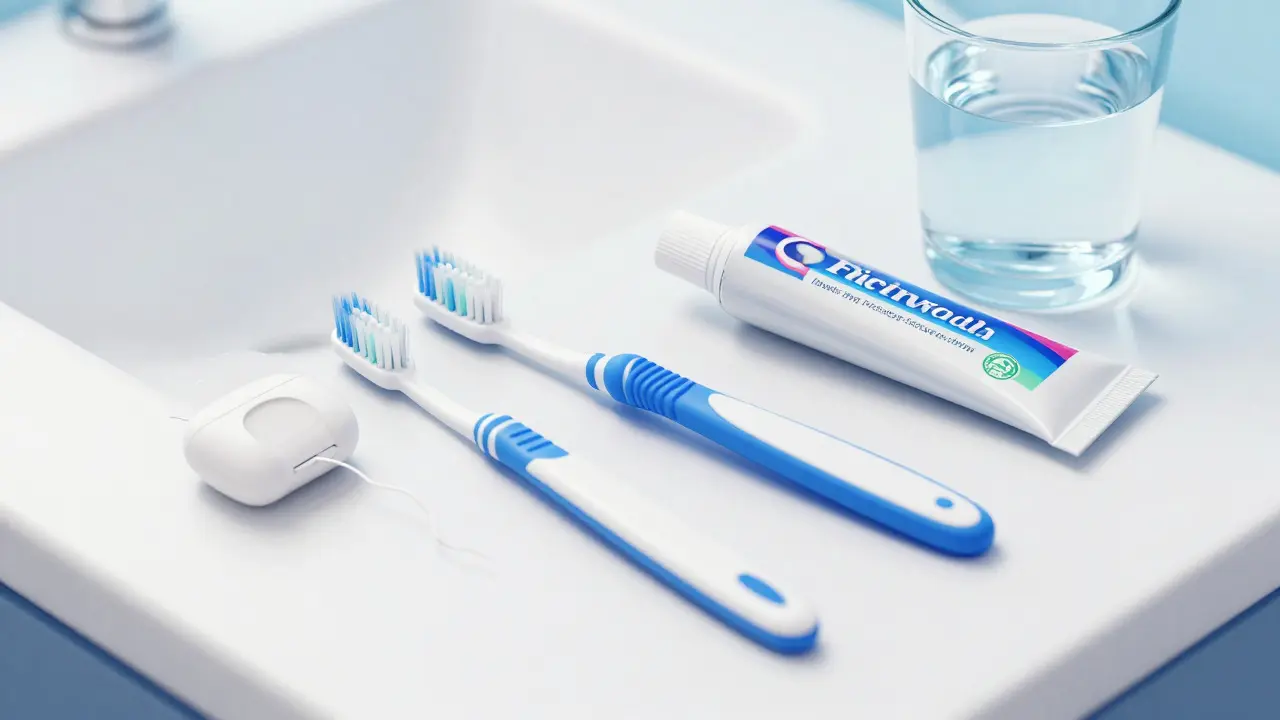 Nářadí pro ústní hygienu: kartáček, nit a mezizubní kartáček