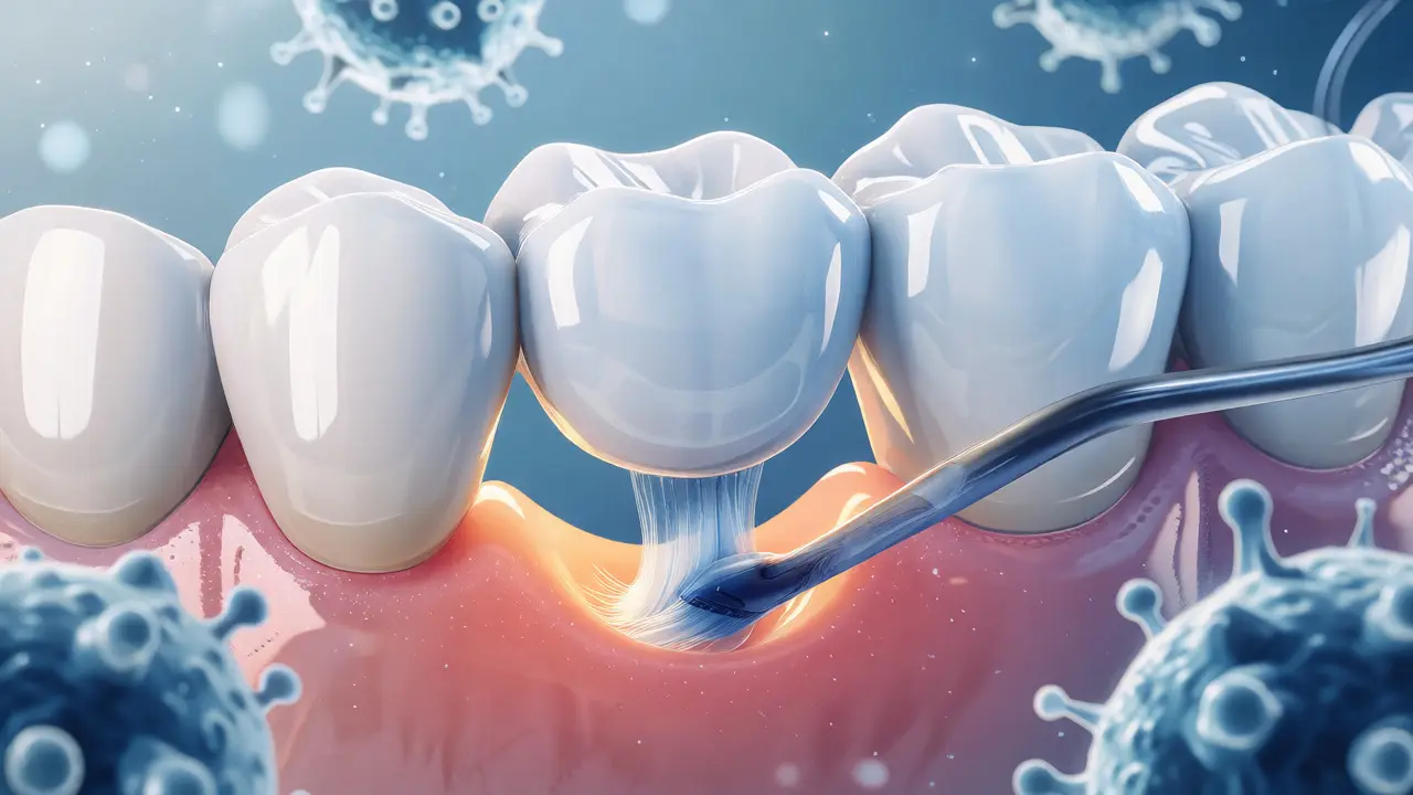 Hygienická péče o zubní můstek pomocí mezizubního kartáčku